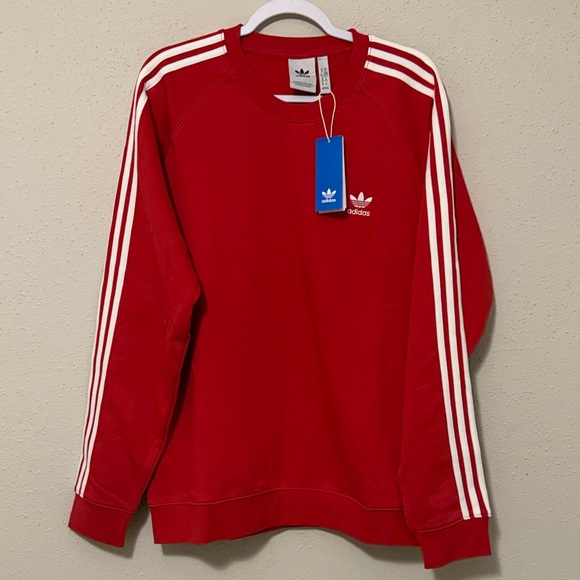 adidas Other - Adidas 3 Stripes Crewneck pullover sweater Mens XL Red New